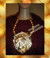 Украшение на шею с цветком из ткани “Gold” .  - <ro>Изображение</ro><ru>Изображение</ru> #2, <ru>Объявление</ru> #965478
