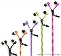 вакуумные на молнии наушники с микрофоном Zipper Earphones - <ro>Изображение</ro><ru>Изображение</ru> #1, <ru>Объявление</ru> #1459071