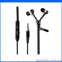 вакуумные на молнии наушники с микрофоном Zipper Earphones - <ro>Изображение</ro><ru>Изображение</ru> #2, <ru>Объявление</ru> #1459071