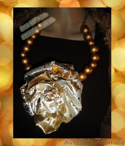 Украшение на шею с цветком из ткани “Gold” .  - <ro>Изображение</ro><ru>Изображение</ru> #4, <ru>Объявление</ru> #965478