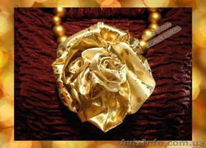 Украшение на шею с цветком из ткани “Gold” .  - <ro>Изображение</ro><ru>Изображение</ru> #3, <ru>Объявление</ru> #965478