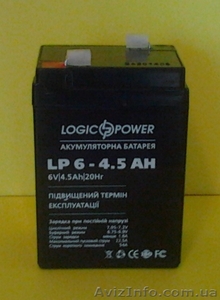 акб, аккумулятор свинцово-кислотный 6V 4.5Ah (6в 4.5ач) LOGIC POWER для весов - <ro>Изображение</ro><ru>Изображение</ru> #1, <ru>Объявление</ru> #1234195