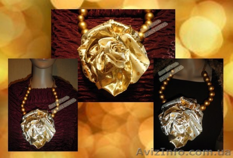 Украшение на шею с цветком из ткани “Gold” .  - <ro>Изображение</ro><ru>Изображение</ru> #1, <ru>Объявление</ru> #965478