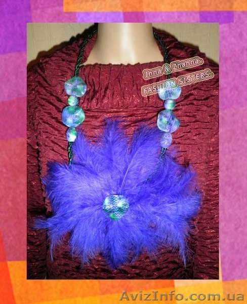 Нашейное украшение с цветком из фиолетовых перьев “Fiolet”   - <ro>Изображение</ro><ru>Изображение</ru> #3, <ru>Объявление</ru> #965484