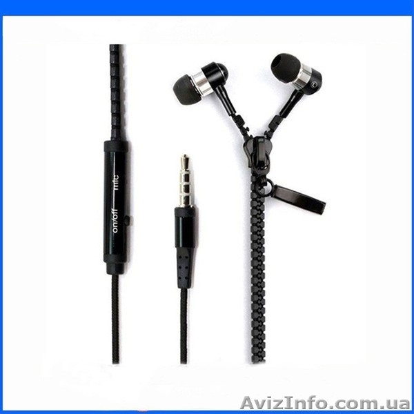 вакуумные на молнии наушники с микрофоном Zipper Earphones - <ro>Изображение</ro><ru>Изображение</ru> #2, <ru>Объявление</ru> #1459071